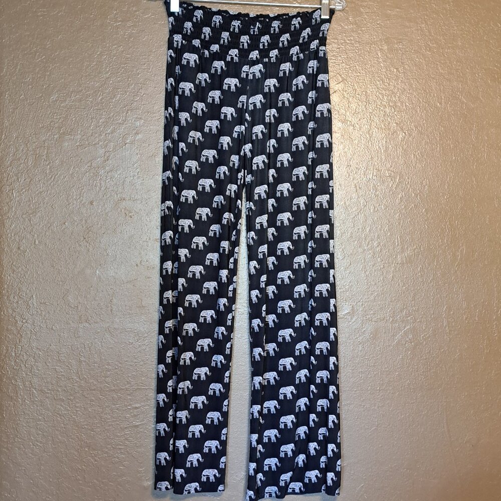 Elastic Waist Elephant Pattern Lounge Pants XS